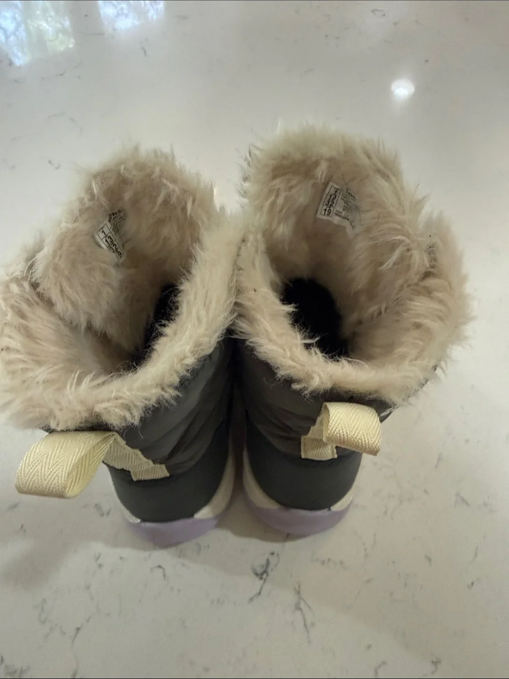 Sorel Kids Gray Winter Boots with Light Purple Accents